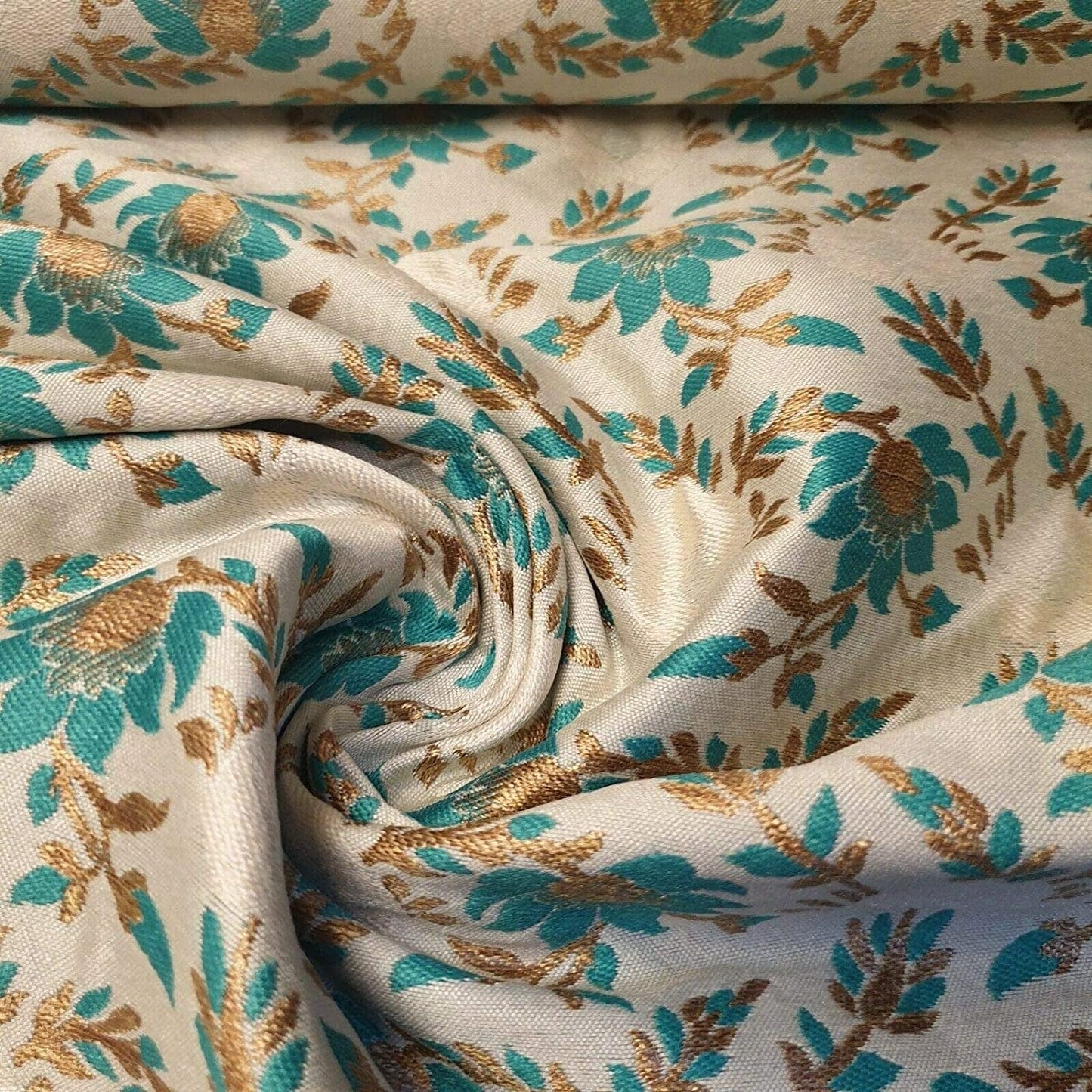 Indian Brocade Banarasi Jacquard Fabric – 44" Wide Upholstery, Craft & Dress Material