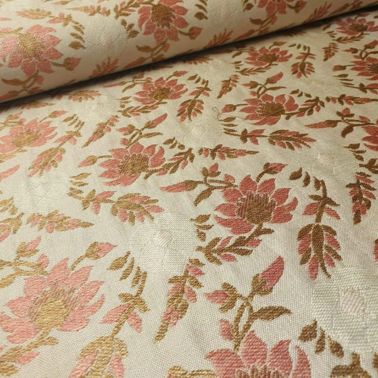 Indian Brocade Banarasi Jacquard Fabric – 44" Wide Upholstery, Craft & Dress Material