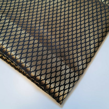 Ditsy Gold Leaf Print Brocade – 44" Wide Premium Floral Jacquard Indian Banarasi Fabric