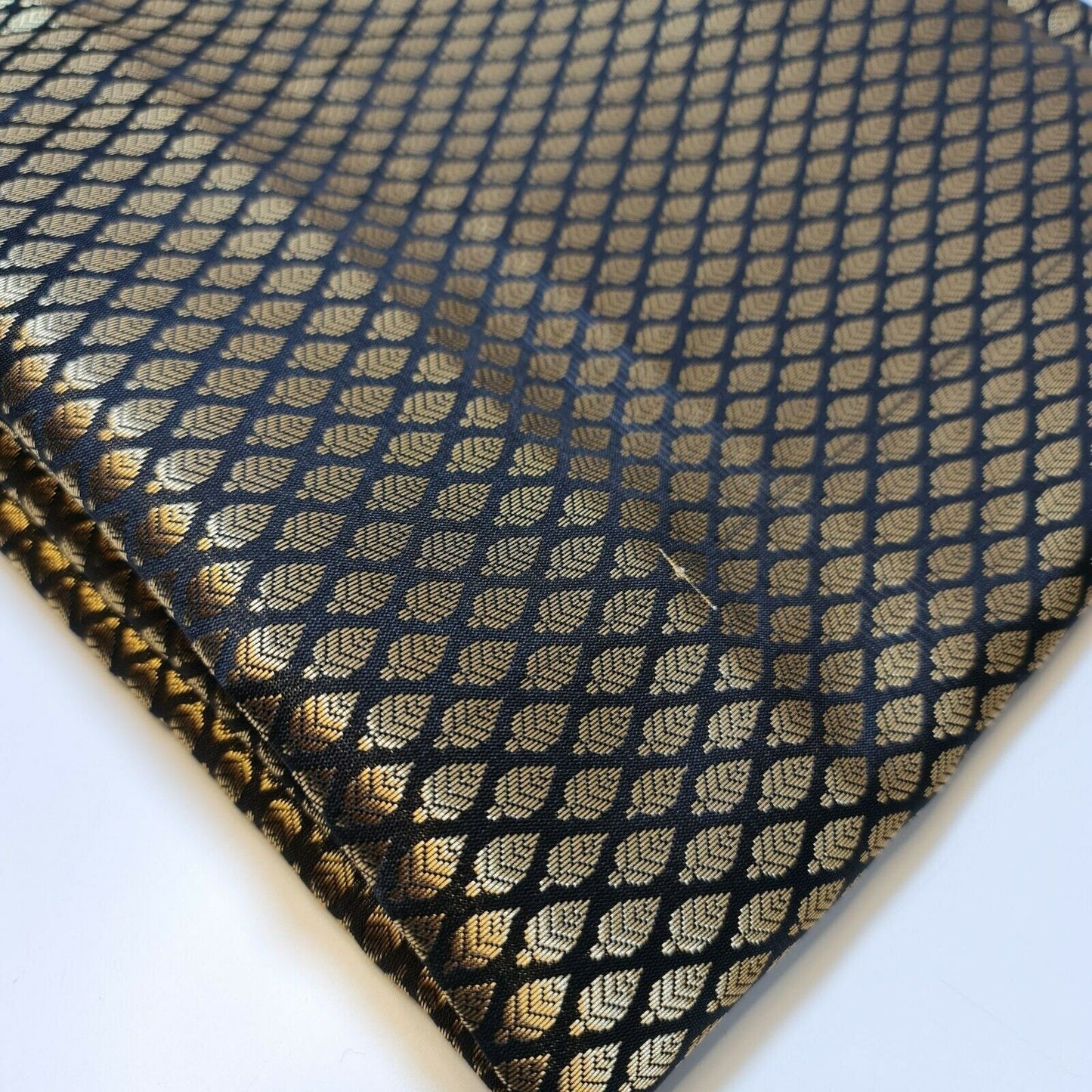 Ditsy Gold Leaf Print Brocade – 44" Wide Premium Floral Jacquard Indian Banarasi Fabric
