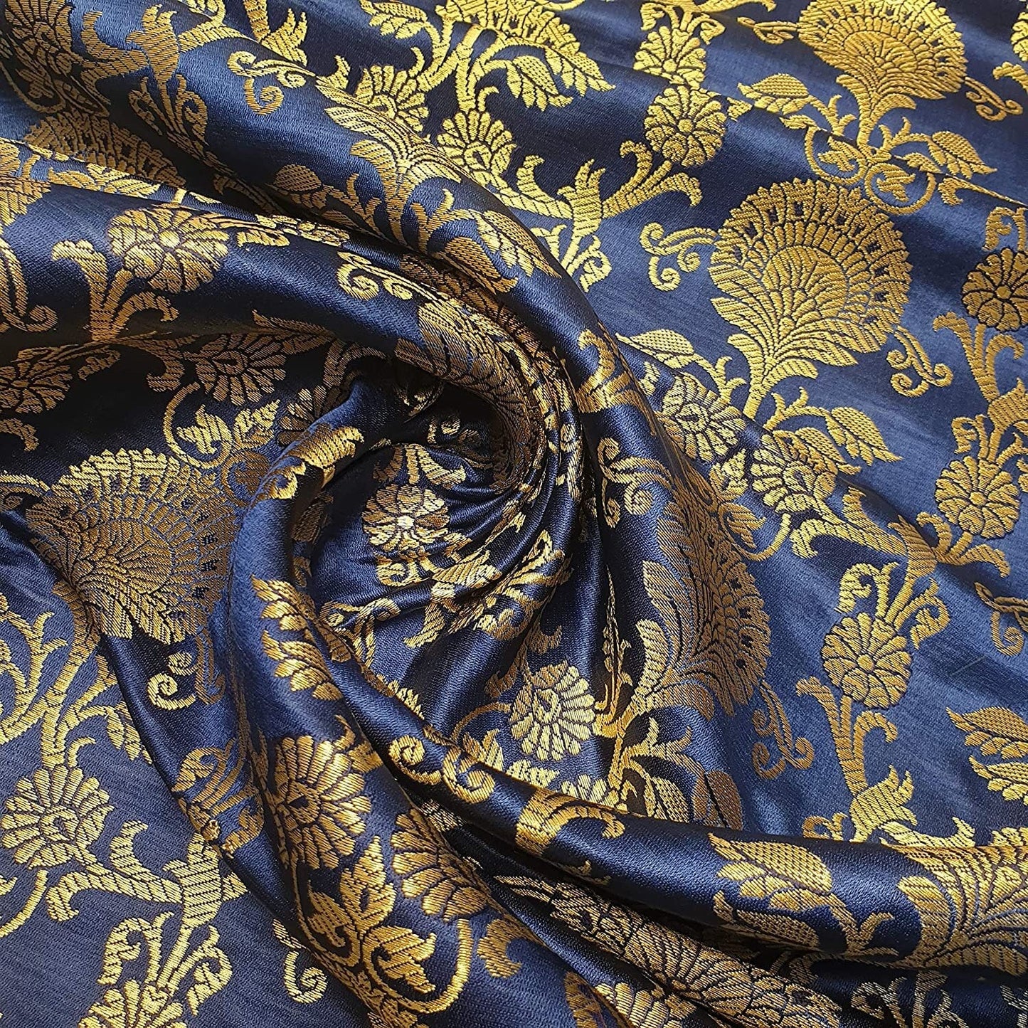 Regal Floral Pattern Indian Banarasi Brocade Fabric – 44" Wide Premium Jacquard Dress & Craft Material