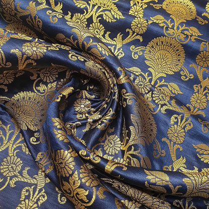 Regal Floral Pattern Indian Banarasi Brocade Fabric – 44" Wide Premium Jacquard Dress & Craft Material