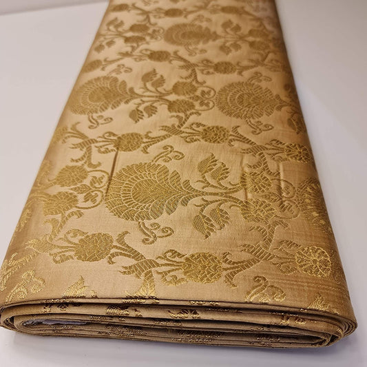 Regal Floral Pattern Indian Banarasi Brocade Fabric – 44" Wide Premium Jacquard Dress & Craft Material