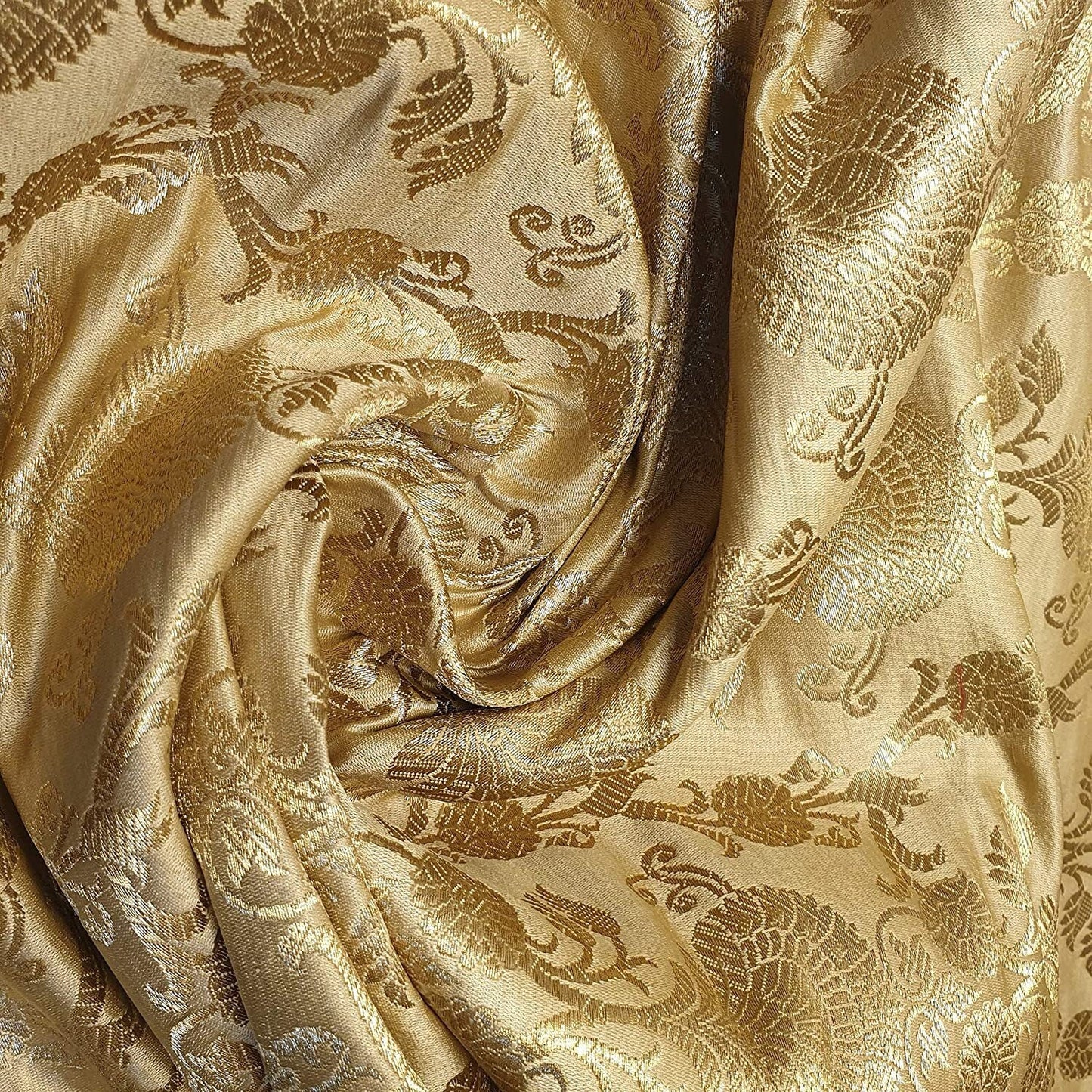 Regal Floral Pattern Indian Banarasi Brocade Fabric – 44" Wide Premium Jacquard Dress & Craft Material