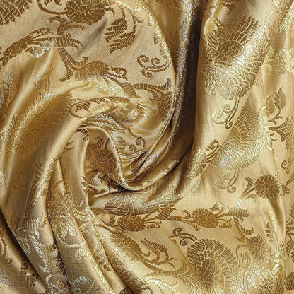 Regal Floral Pattern Indian Banarasi Brocade Fabric – 44" Wide Premium Jacquard Dress & Craft Material