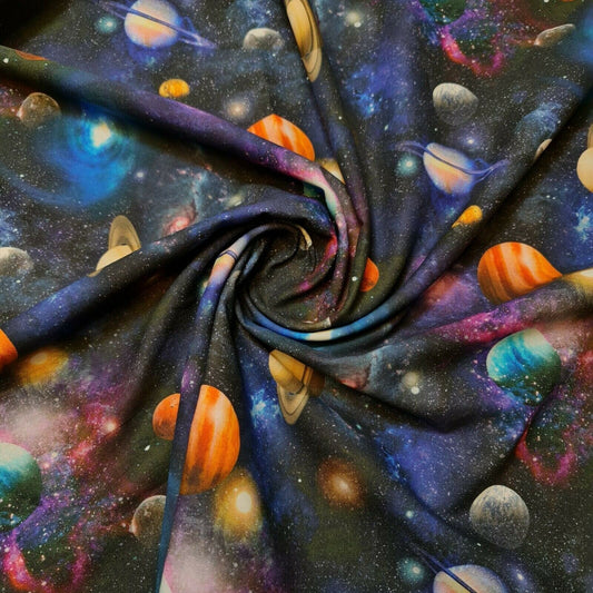 Galaxy Stardust Rainbow Universe Digitally Printed 100% Cotton Fabric 58"