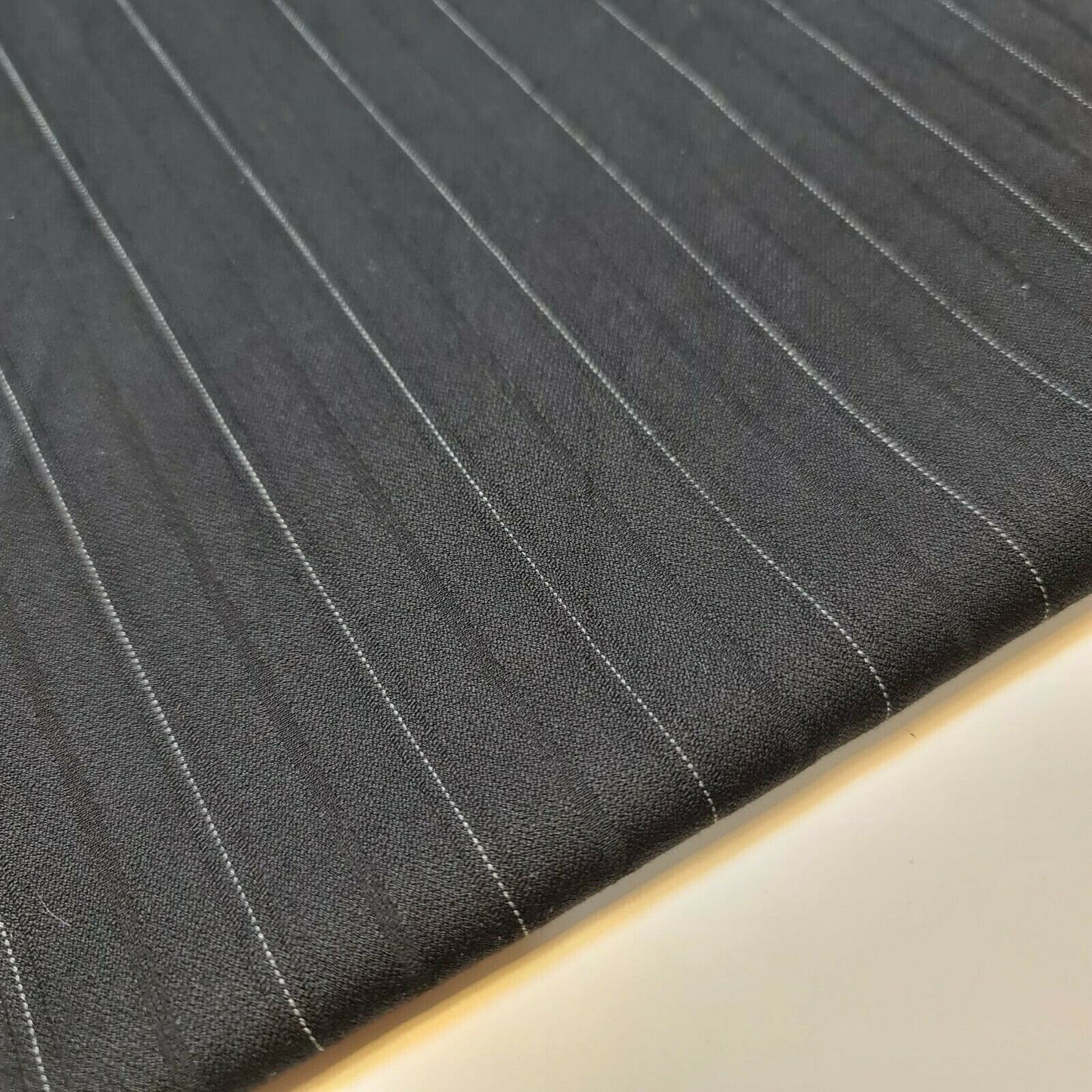 Pinstripe Black Viscose Fabric – Plain Dress, Craft & Suiting Material 58" Wide