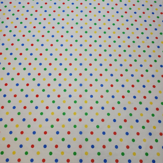Pea Pin Spot Spotty Dot Print Fabric Polycotton Material By the Meter 44" (White Multi Spot)