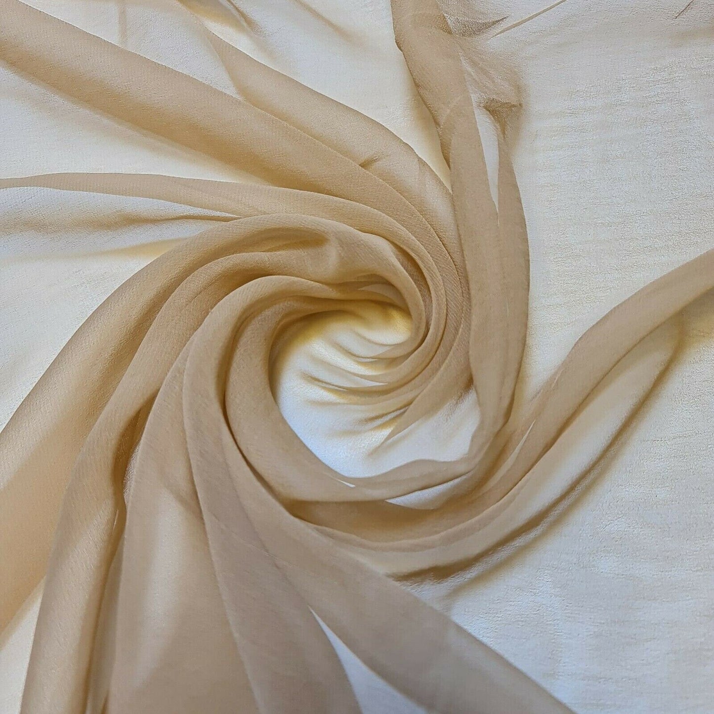 Sheer Poly Crepe Chiffon Fabric – Semi-Transparent, Lightweight 44" Wide for Dress, Draping & Craft