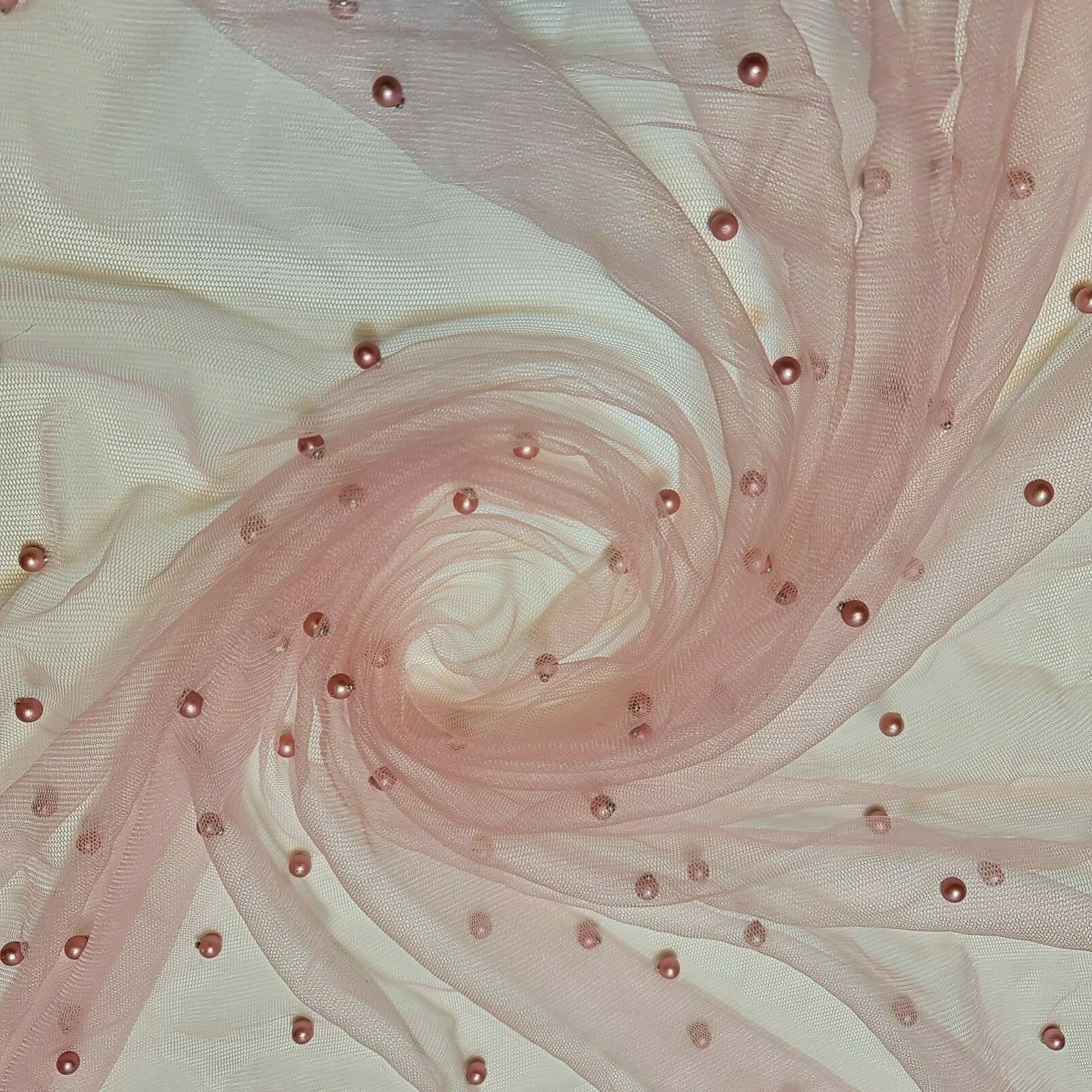 Tulle Beaded Pearl Lace Net Fabric – 58