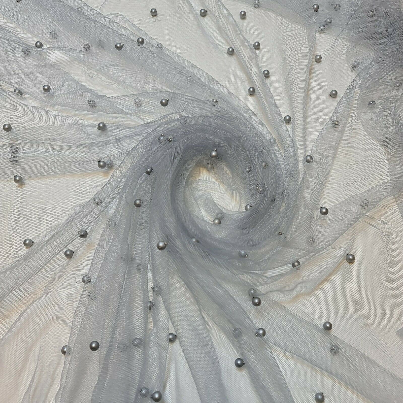 Tulle Beaded Pearl Lace Net Fabric – 58