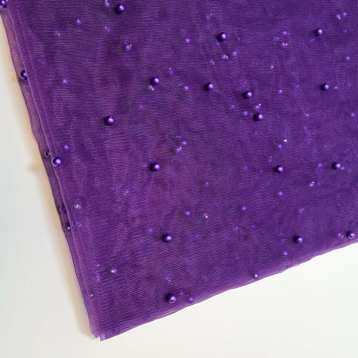 Tulle Beaded Pearl Lace Net Fabric – 58" Wide for Bridal Veils, Wedding Backdrops & Décor