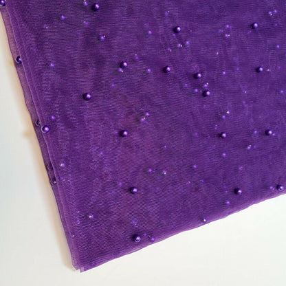 Tulle Beaded Pearl Lace Net Fabric – 58" Wide for Bridal Veils, Wedding Backdrops & Décor