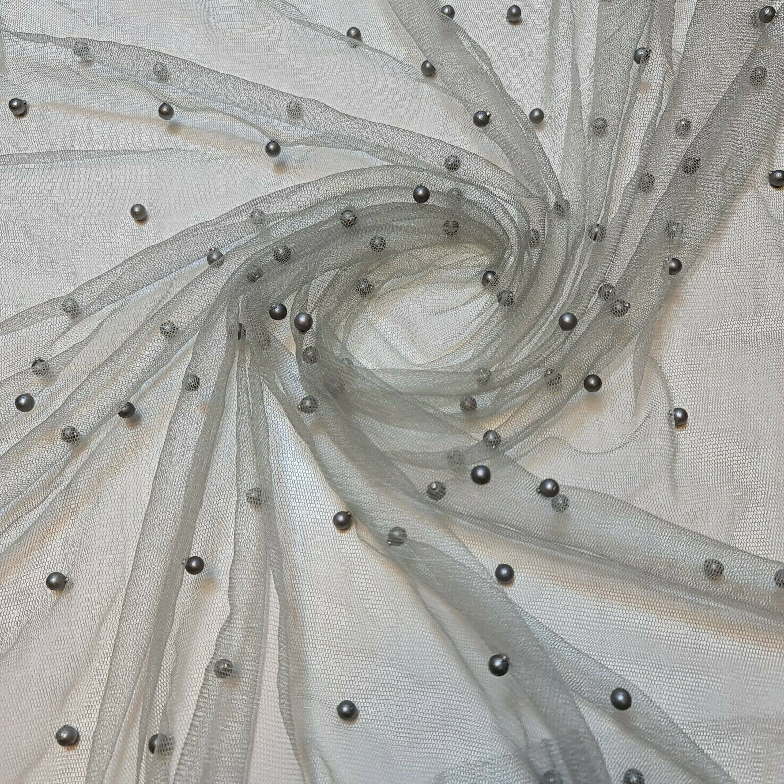 Tulle Beaded Pearl Lace Net Fabric – 58