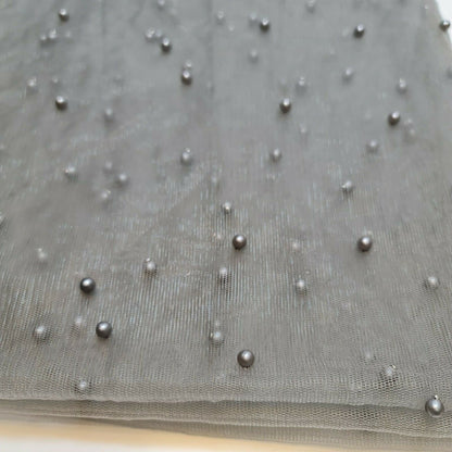 Tulle Beaded Pearl Lace Net Fabric – 58" Wide for Bridal Veils, Wedding Backdrops & Décor