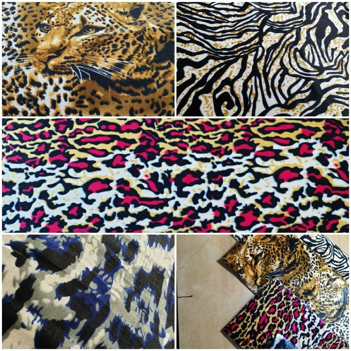 Stretch Animal & Floral Printed Velvet Fabric – 58" Wide Soft Upholstery, Patchwork & Craft Material