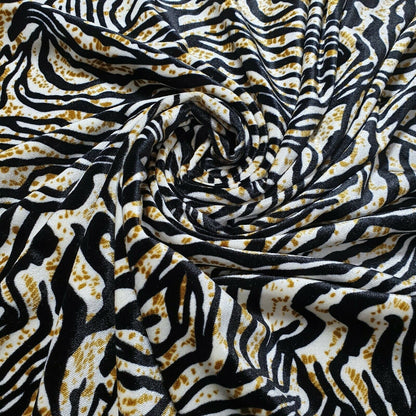 Stretch Animal & Floral Printed Velvet Fabric – 58" Wide Soft Upholstery, Patchwork & Craft Material
