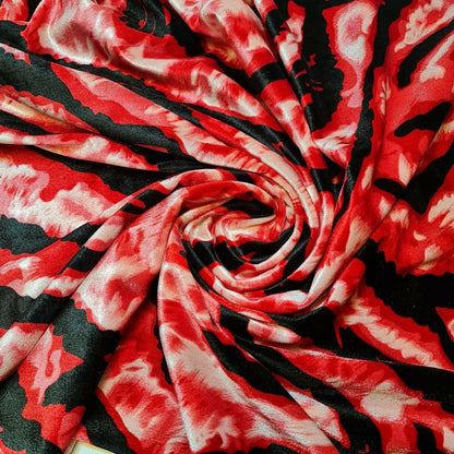 Stretch Animal & Floral Printed Velvet Fabric – 58" Wide Soft Upholstery, Patchwork & Craft Material