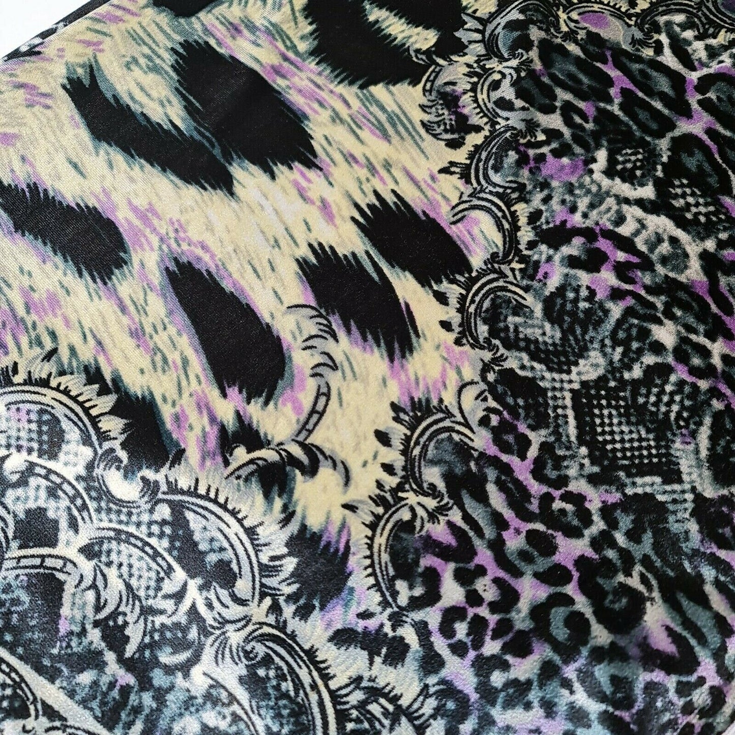 Stretch Animal & Floral Printed Velvet Fabric – 58" Wide Soft Upholstery, Patchwork & Craft Material