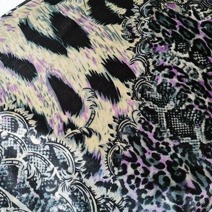 Stretch Animal & Floral Printed Velvet Fabric – 58" Wide Soft Upholstery, Patchwork & Craft Material