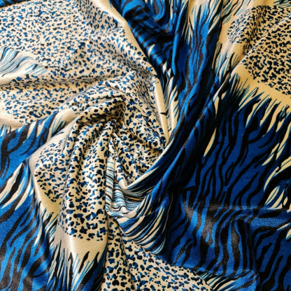 Stretch Animal & Floral Printed Velvet Fabric – 58" Wide Soft Upholstery, Patchwork & Craft Material
