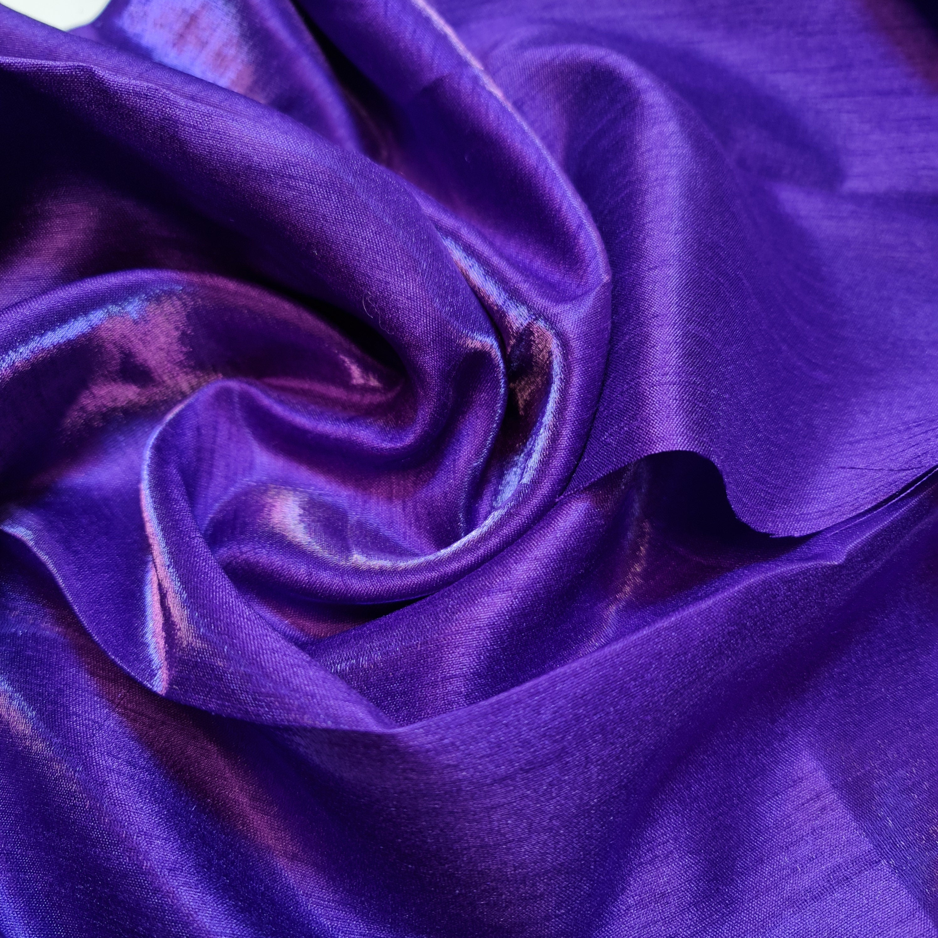 Plain Poly Dupion Faux Raw Silk Fabric with Satin Finish – 44