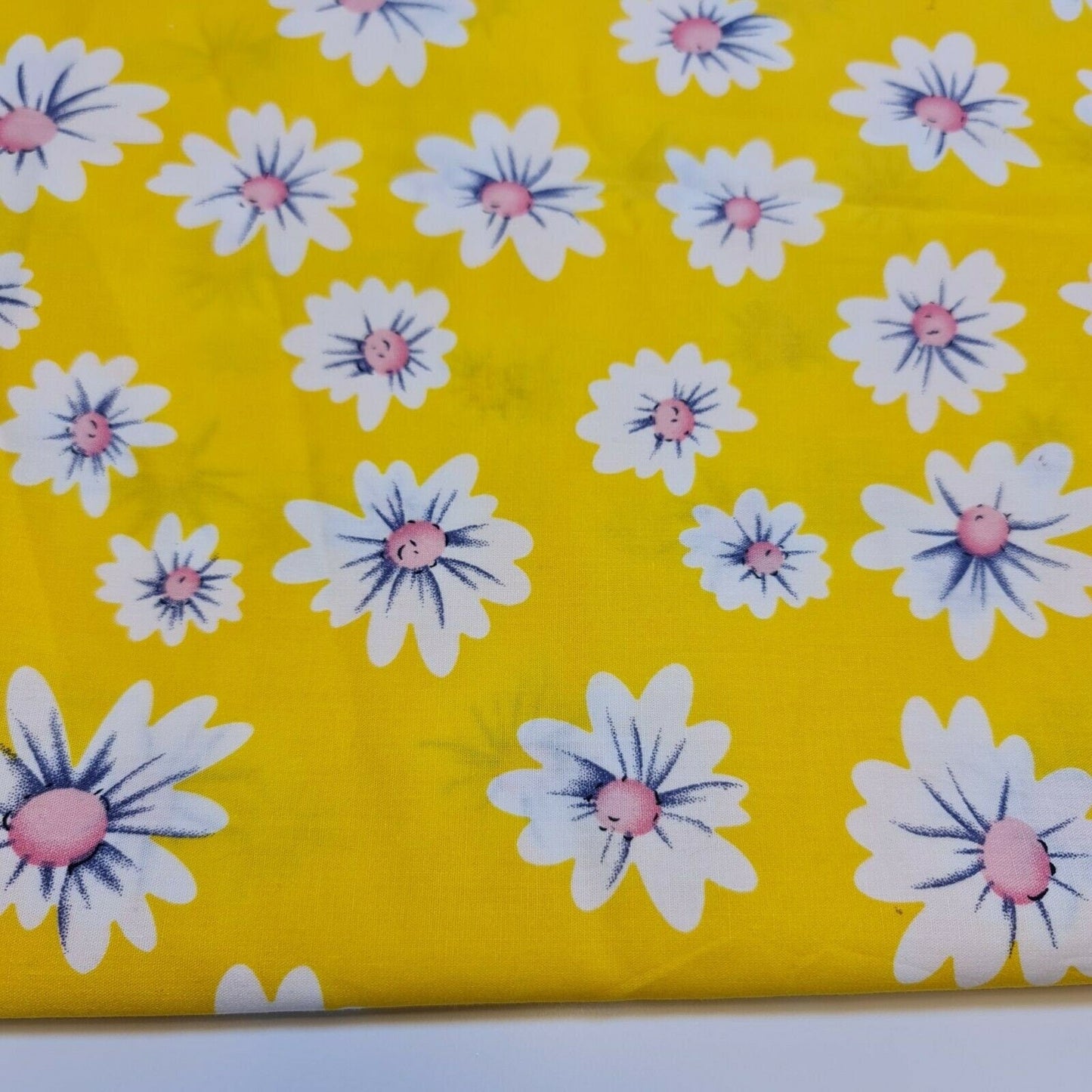 Yellow 100% Cotton Poplin Daisy Flower Fabric Dress Craft Quilting Costume Material 58" By The Meter
