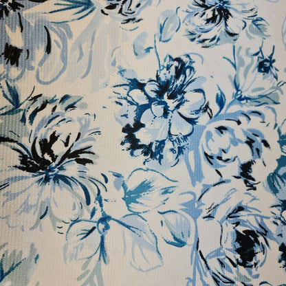 Floral Silk Satin Printed Fabric – 58" Wide Soft Silky Dress & Drape Material by the Metre
