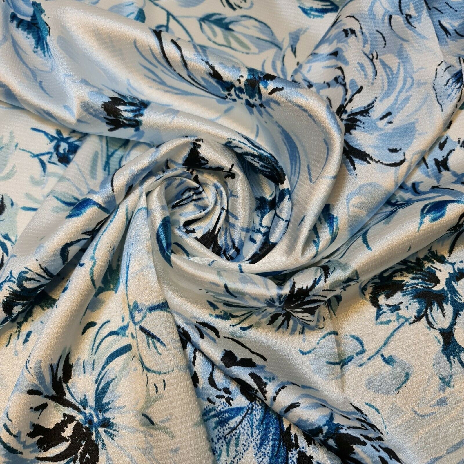 Floral Silk Satin Printed Fabric – 58