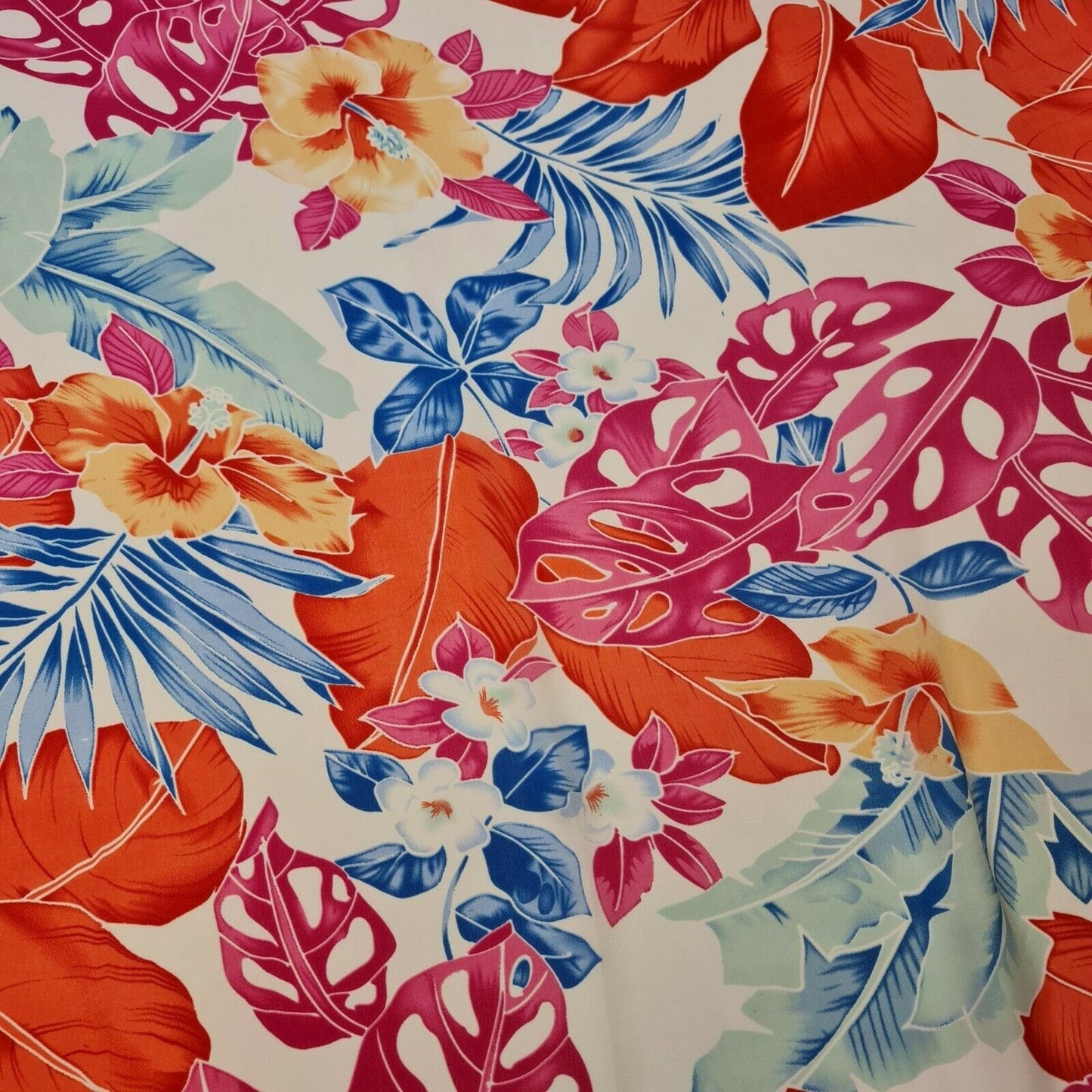 Floral Silk Satin Printed Fabric – 58" Wide Soft Silky Dress & Drape Material by the Metre