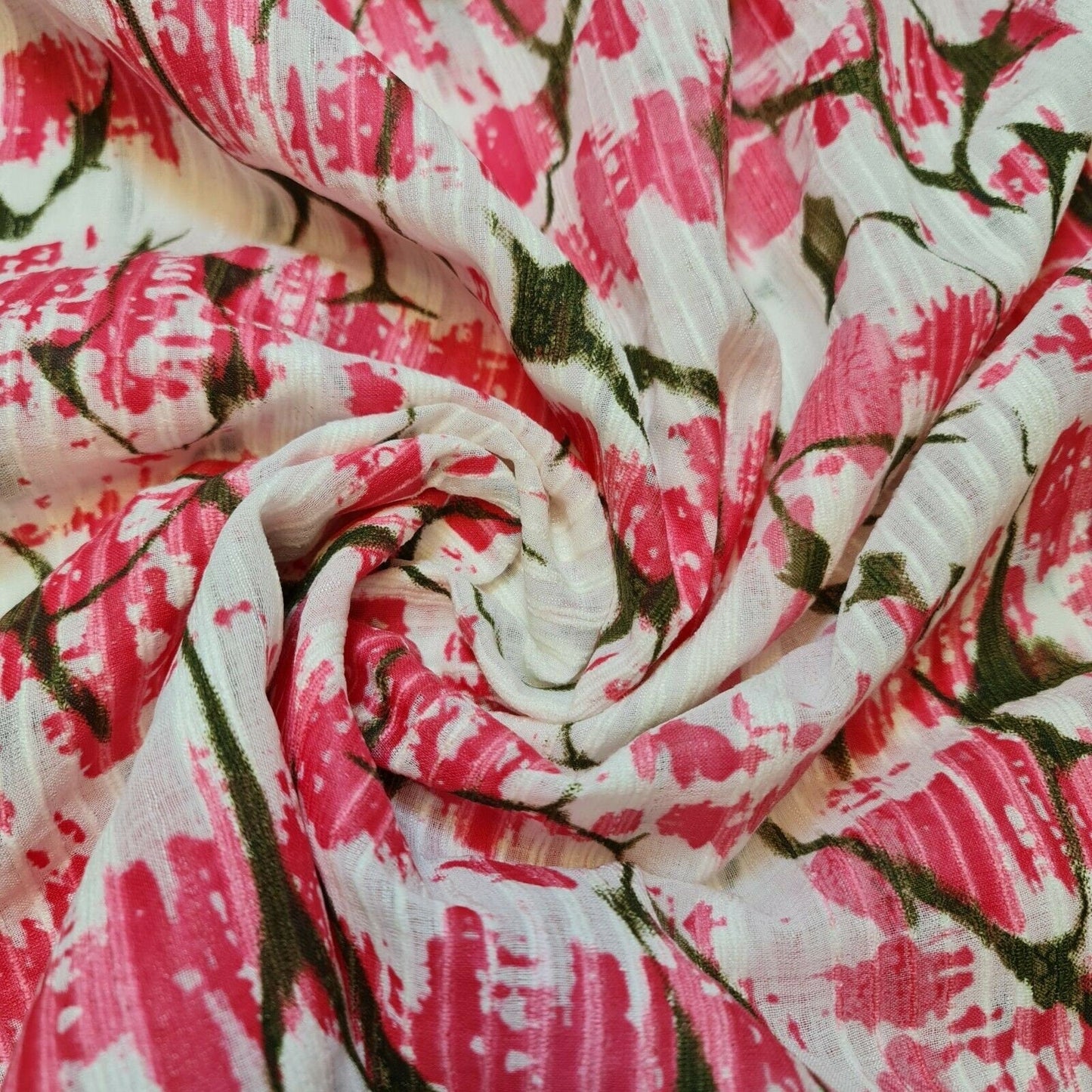 100% Cotton Organdy Stripe Print Fabric – 58" Wide Crisp Stiff Dressmaking, Curtain & Craft Material by the Metre