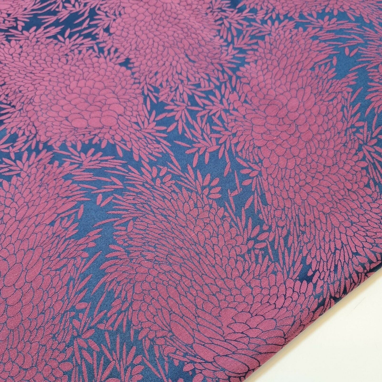 Pink Blue Floral Jacquard Reverisable Craft Dress Curtain Fabric 58" By Meter