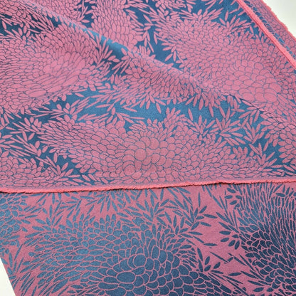 Pink Blue Floral Jacquard Reverisable Craft Dress Curtain Fabric 58" By Meter
