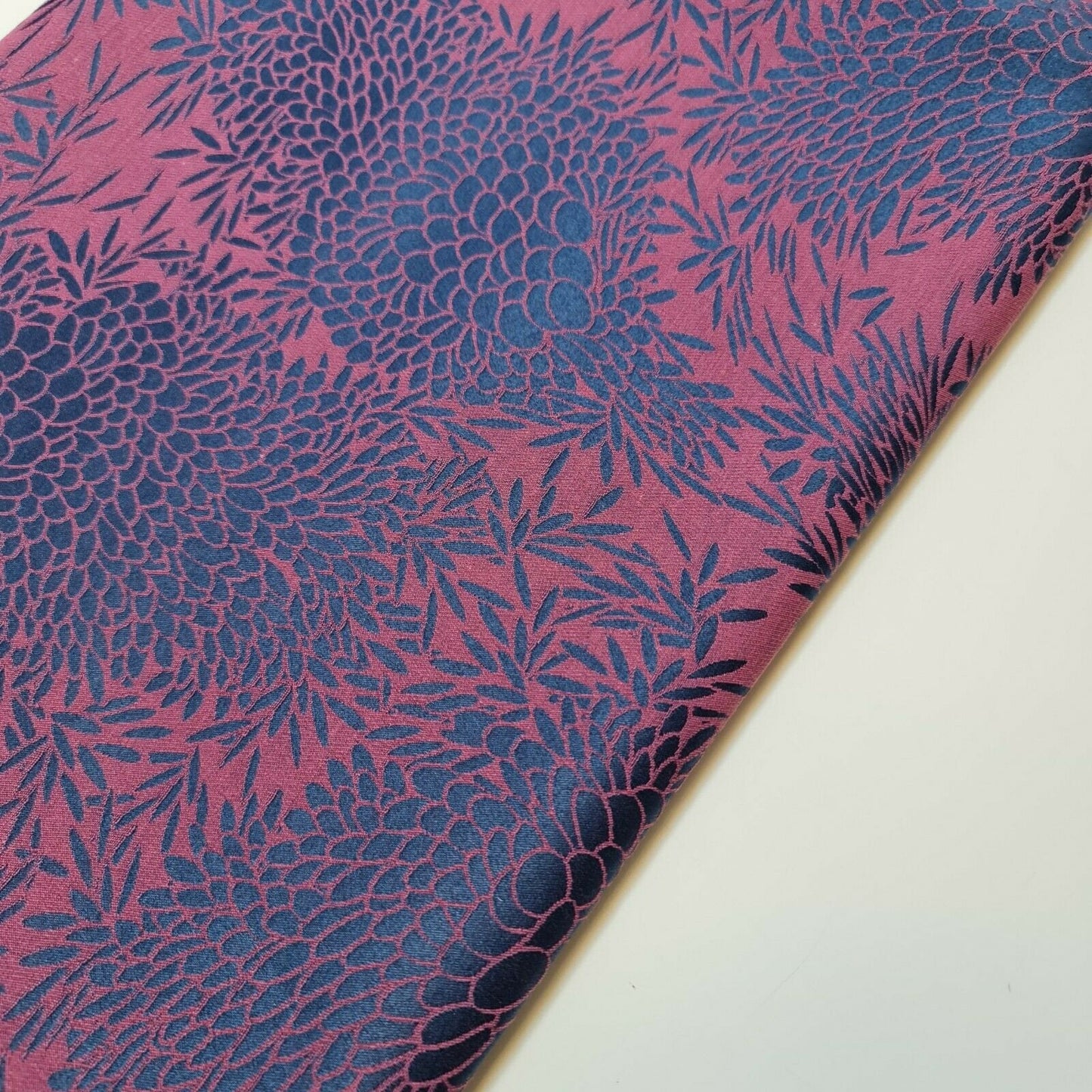 Pink Blue Floral Jacquard Reverisable Craft Dress Curtain Fabric 58" By Meter
