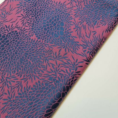 Pink Blue Floral Jacquard Reverisable Craft Dress Curtain Fabric 58" By Meter