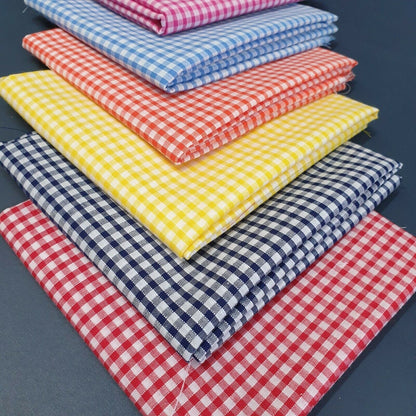 Polycotton Bundle of 6 Gingham 1/4 Check Fat Quarter Fabric 50x50cm Quilting Patchwork Material