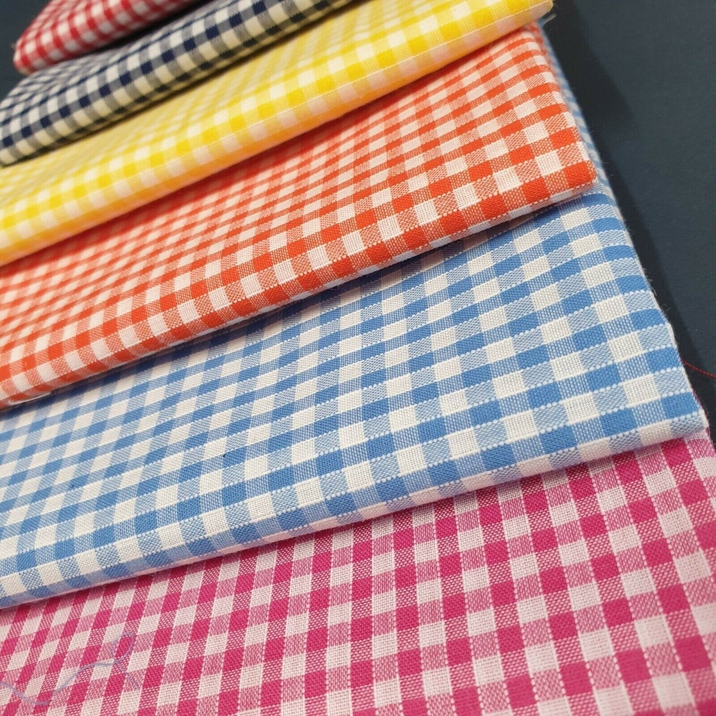 Polycotton Bundle of 6 Gingham 1/4 Check Fat Quarter Fabric 50x50cm Quilting Patchwork Material