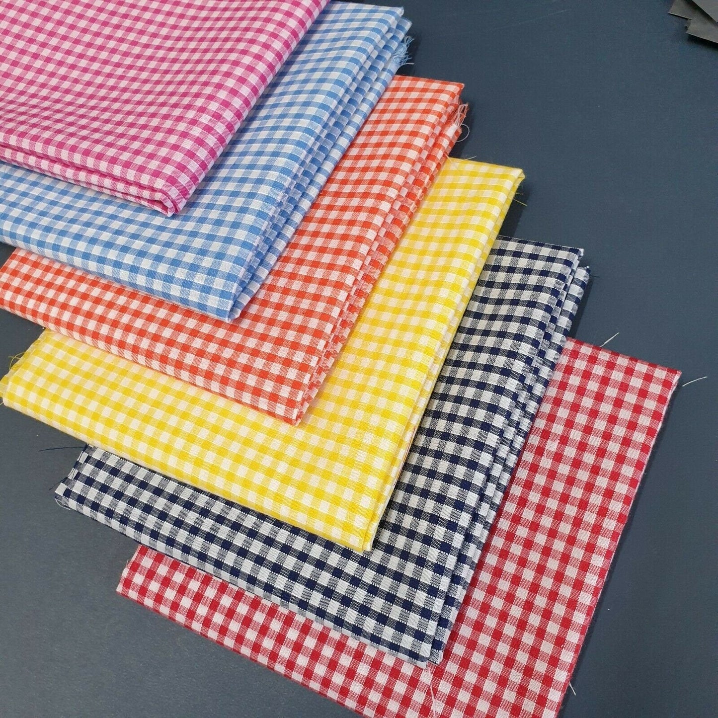 Polycotton Bundle of 6 Gingham 1/4 Check Fat Quarter Fabric 50x50cm Quilting Patchwork Material