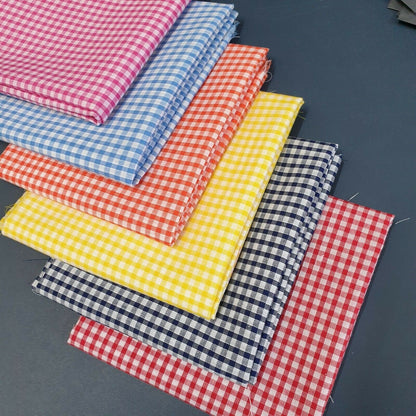 Polycotton Bundle of 6 Gingham 1/4 Check Fat Quarter Fabric 50x50cm Quilting Patchwork Material