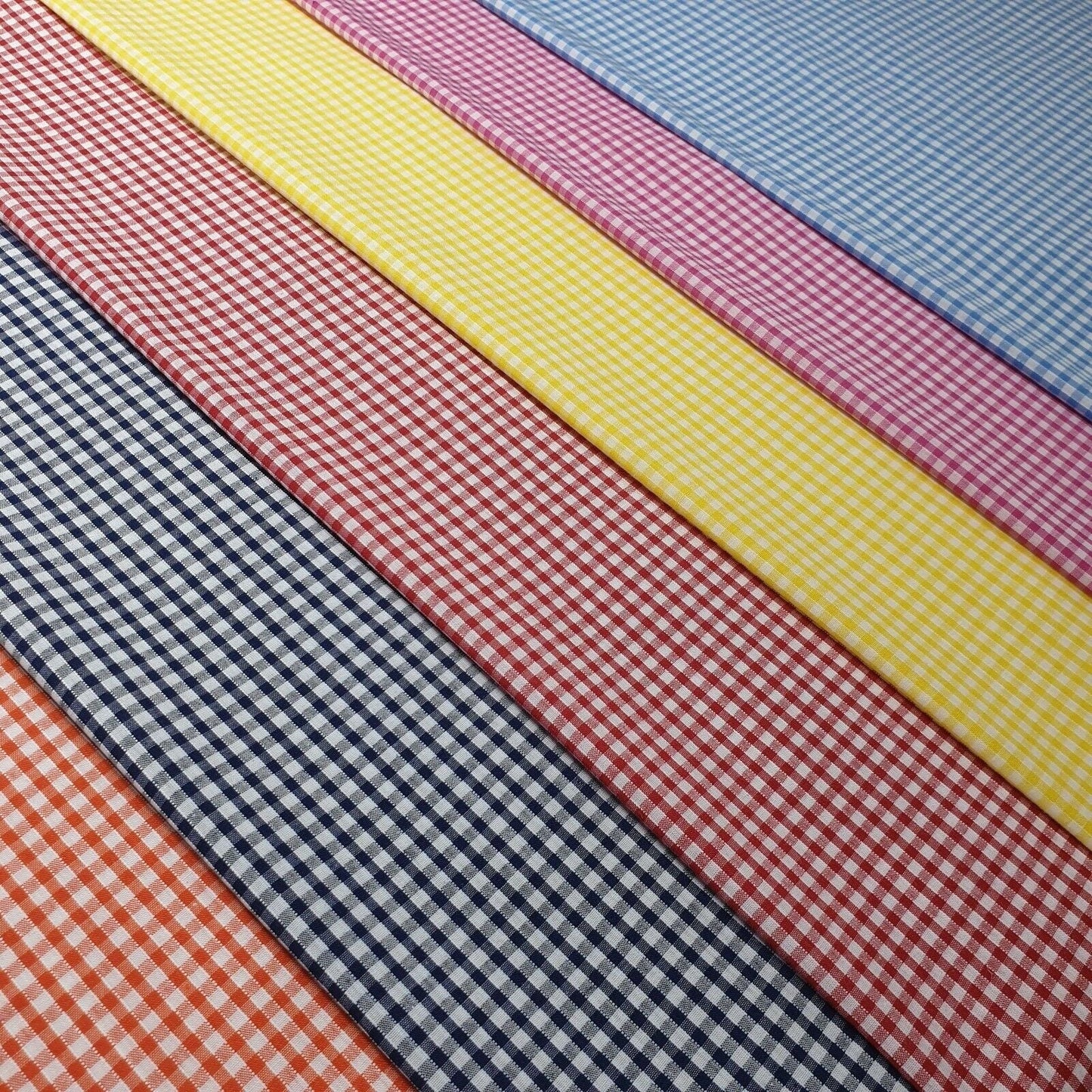 Polycotton Bundle of 6 Gingham 1/4 Check Fat Quarter Fabric 50x50cm Quilting Patchwork Material