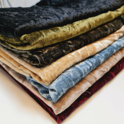 Premium Marble Crushed Velvet Fabric – 58" Wide Solid Colours Medium Weight Stretch Material