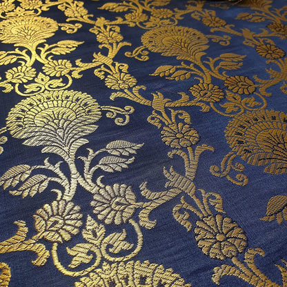 Regal Floral Pattern Indian Banarasi Brocade Fabric – 44" Wide Premium Jacquard Dress & Craft Material