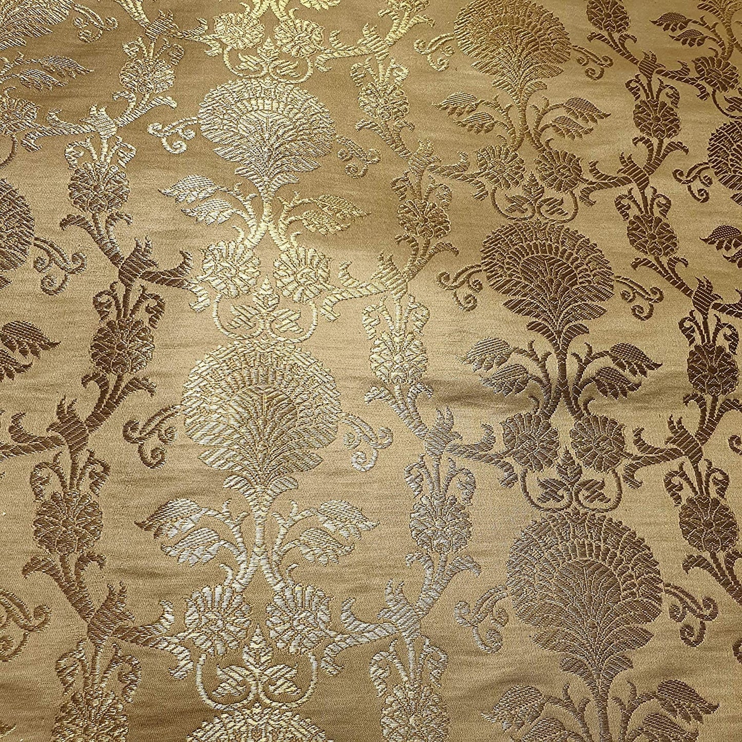 Regal Floral Pattern Indian Banarasi Brocade Fabric – 44" Wide Premium Jacquard Dress & Craft Material