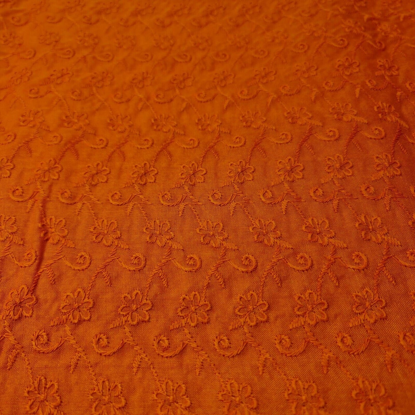 NEW SPRING 100% Cotton Lawn Broderie Anglaise Embroidery Dress Craft Fabric 44" (Orange)