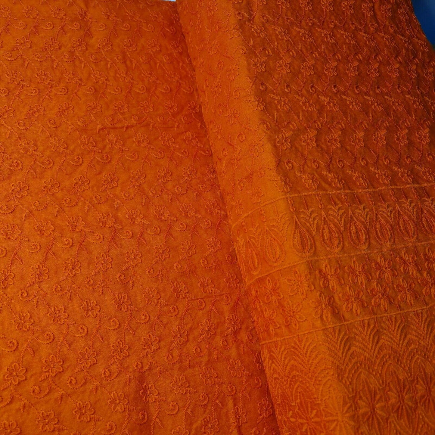 NEW SPRING 100% Cotton Lawn Broderie Anglaise Embroidery Dress Craft Fabric 44" (Orange)