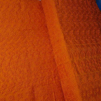 NEW SPRING 100% Cotton Lawn Broderie Anglaise Embroidery Dress Craft Fabric 44" (Orange)