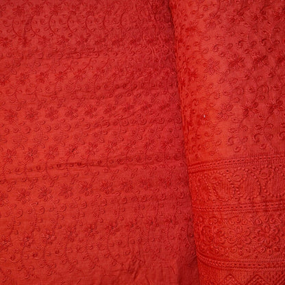 NEW SPRING 100% Cotton Lawn Broderie Anglaise Embroidery Dress Craft Fabric 44" (Red)