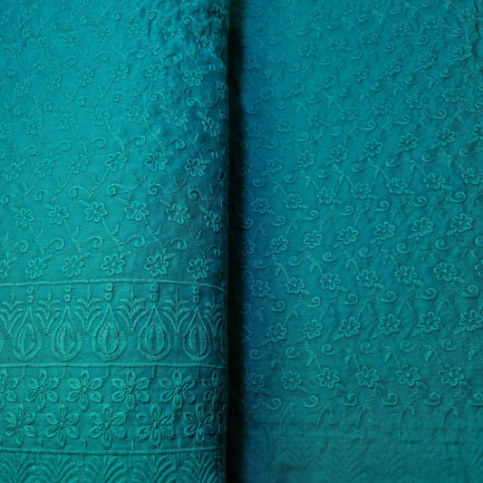 NEW SPRING 100% Cotton Lawn Broderie Anglaise Embroidery Dress Craft Fabric 44" (Jade)
