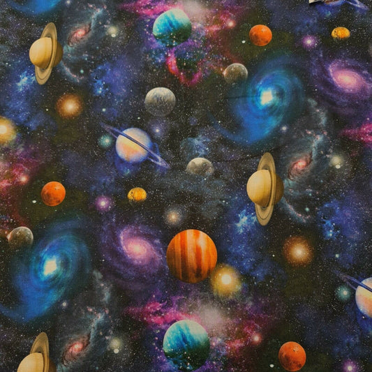 Galaxy Stardust Rainbow Universe Digitally Printed 100% Cotton Fabric 58"
