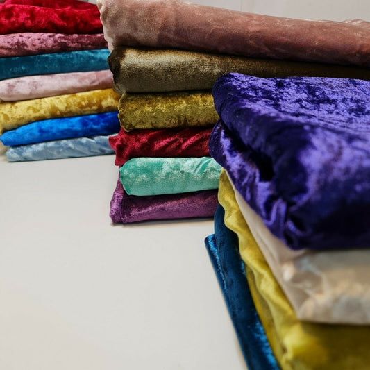 Crushed Velvet Stretch Velour Fabric – 58" Wide Plain Solid Colours Premium Material for Dresses, Crafts Projects